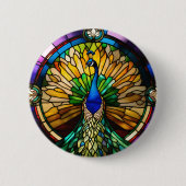 Stained Glass Peacock 缶バッジ (正面)