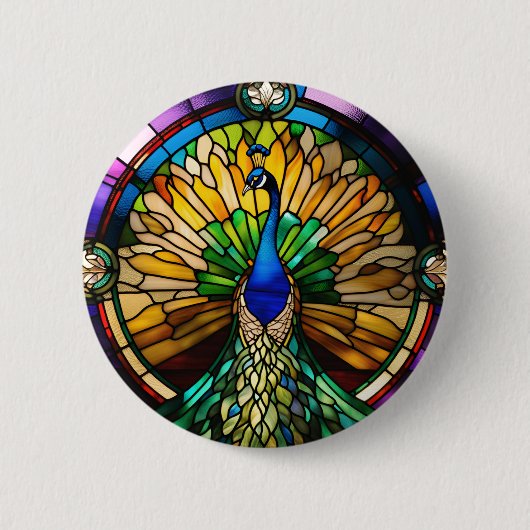 Stained Glass Peacock 缶バッジ (正面)