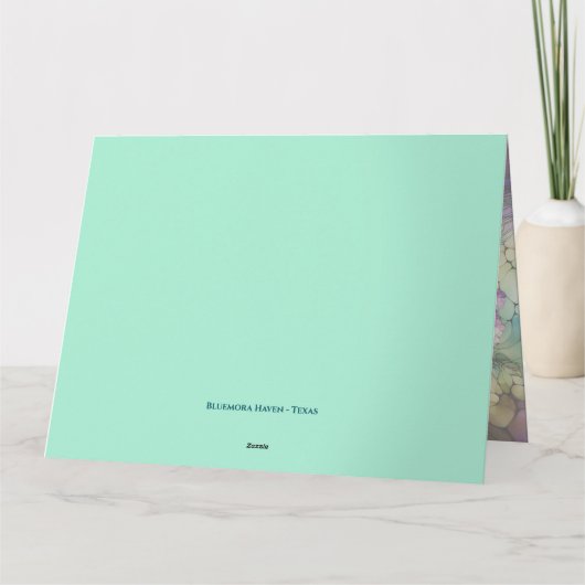 Stained Glass Peacock Floral Wreath Art カード (裏面)