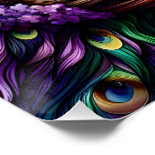 Stained Glass Peacock Floral Wreath Art ポスター (コーナー)