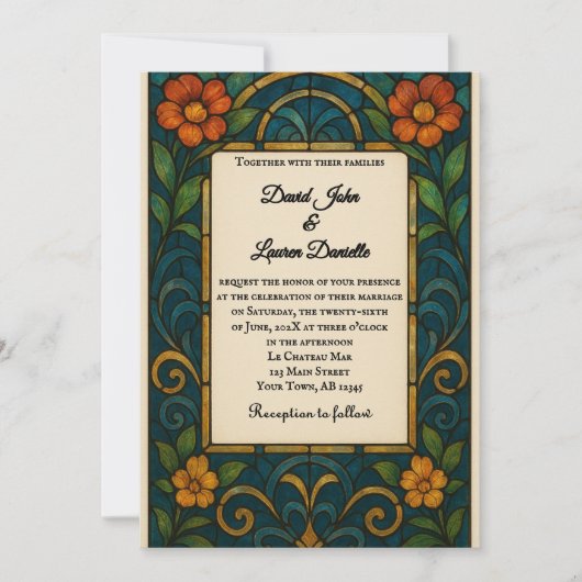 Stained Glass Photo Wedding Invitation 招待状 (正面)