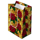 Stained Glass Poinsettia Elegant Christmas ミディアムペーパーバッグ (正面アングル)