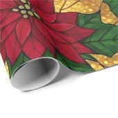 Stained Glass Poinsettia Elegant Christmas ラッピングペーパー (ロールコーナー)