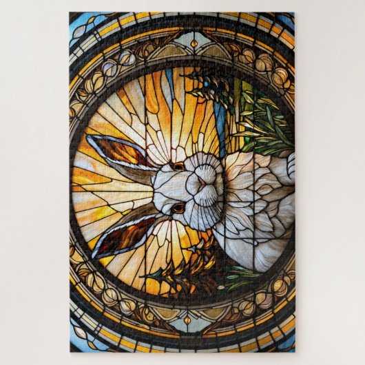 Stained-glass rabbit jigsaw puzzle ジグソーパズル (縦)