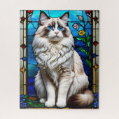 Stained Glass Ragdoll Cat Jigsaw Puzzle ジグソーパズル (縦)