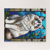 Stained Glass Ragdoll Cat Jigsaw Puzzle ジグソーパズル (横)
