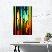 Stained Glass Red Green Cattails Artwork ポスター