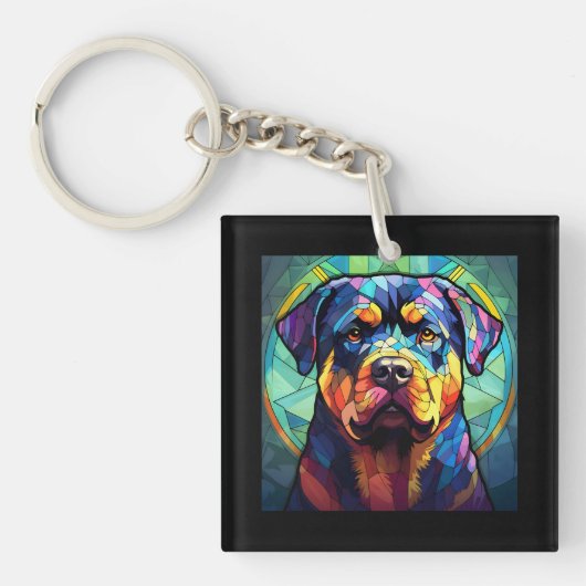 Stained Glass Rottweiler キーホルダー (正面)
