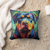 Stained Glass Rottweiler  クッション (ブランケット)