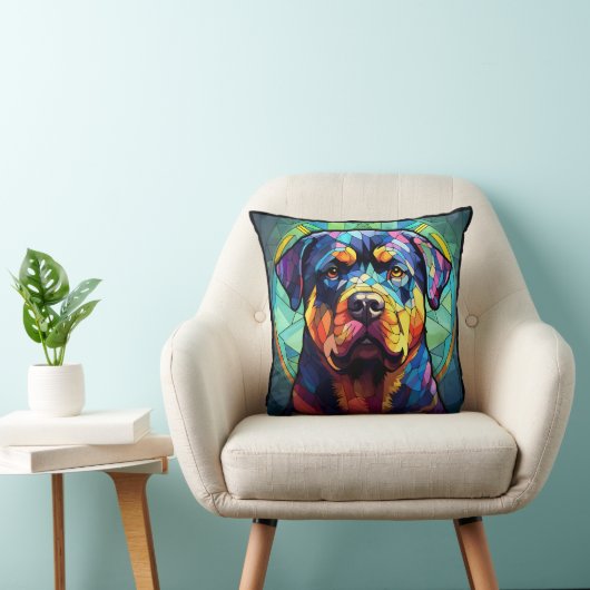 Stained Glass Rottweiler  クッション (椅子)