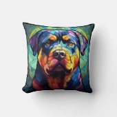 Stained Glass Rottweiler  クッション (正面)