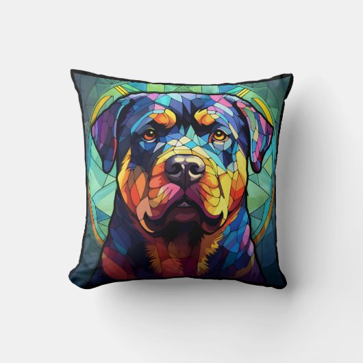 Stained Glass Rottweiler クッション (正面)