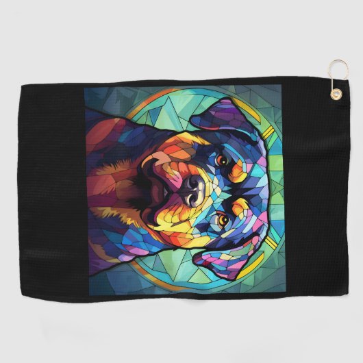 Stained Glass Rottweiler  ゴルフタオル (横)