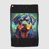 Stained Glass Rottweiler  ゴルフタオル (正面)