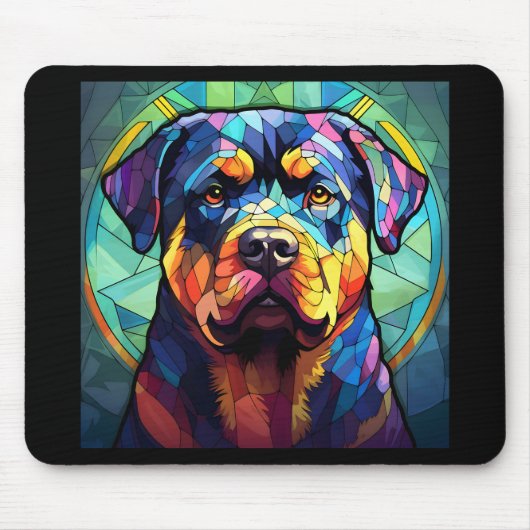 Stained Glass Rottweiler マウスパッド (正面)