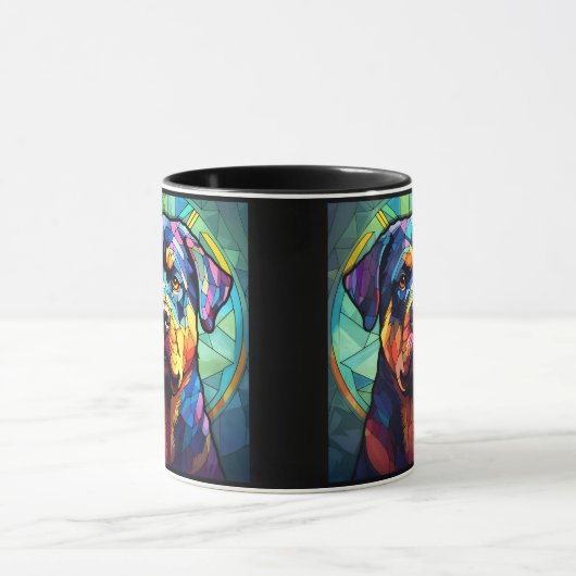 Stained Glass Rottweiler  マグカップ (中央)