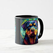 Stained Glass Rottweiler  マグカップ (正面右)