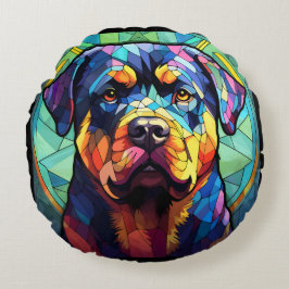 Stained Glass Rottweiler  ラウンドクッション