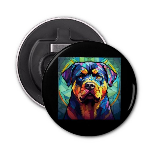 Stained Glass Rottweiler  栓抜き (正面)