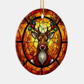 Stained Glass Rudolph Reindeer セラミックオーナメント (右)
