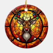 Stained Glass Rudolph Reindeer セラミックオーナメント (裏面)