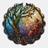 Stained Glass Santa Claus Christmas Tree of Life オーナメントカード (裏面)
