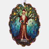 Stained Glass Santa Claus Christmas Tree of Life オーナメントカード (左)