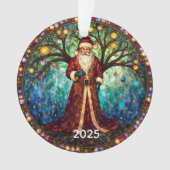 Stained Glass Santa Claus Christmas Tree of Life  オーナメント (正面)
