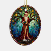 Stained Glass Santa Claus Christmas Tree of Life  セラミックオーナメント (右)
