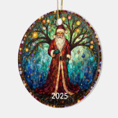 Stained Glass Santa Claus Christmas Tree of Life  セラミックオーナメント (左)