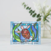 Stained Glass Sea Turtle Postcards シーズンポストカード (スタンド正面)