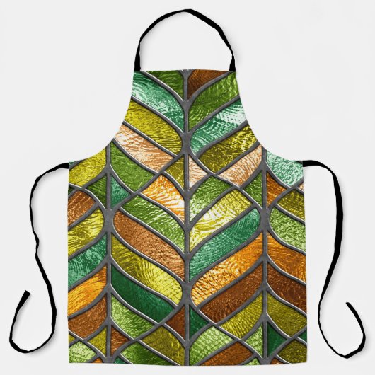 Stained glass seamless texture with leaf pattern, エプロン (正面)