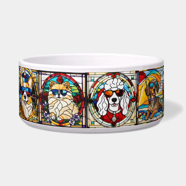 Stained Glass Small Dog Bowl ボウル (正面)