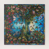 Stained Glass Songbird Sanctuary Jigsaw Puzzle ジグソーパズル (横)