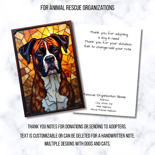 Stained Glass Style Animal Rescue Organization サンキューカード