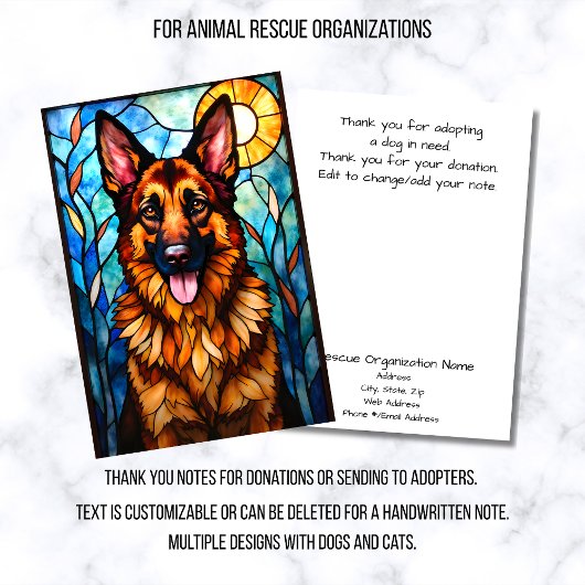 Stained Glass Style Animal Rescue Organization サンキューカード