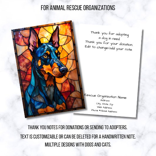 Stained Glass Style Animal Rescue Organization サンキューカード