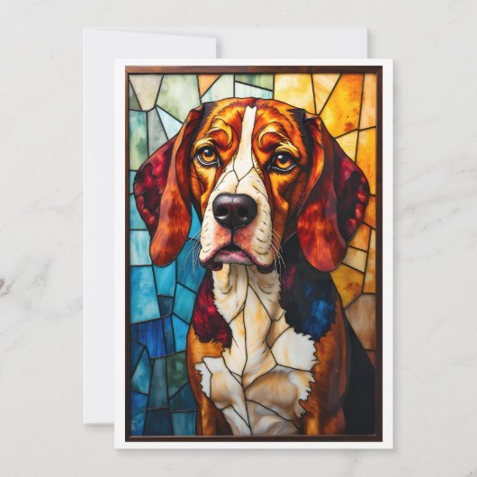 Stained Glass Style Beagle Hound Dog  カード (正面)