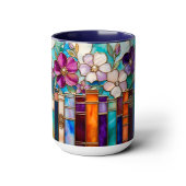 Stained Glass Style Books Floral Mug マグカップ