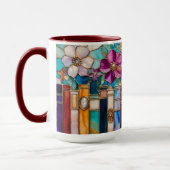 Stained Glass Style Books Floral Mug マグカップ (左)