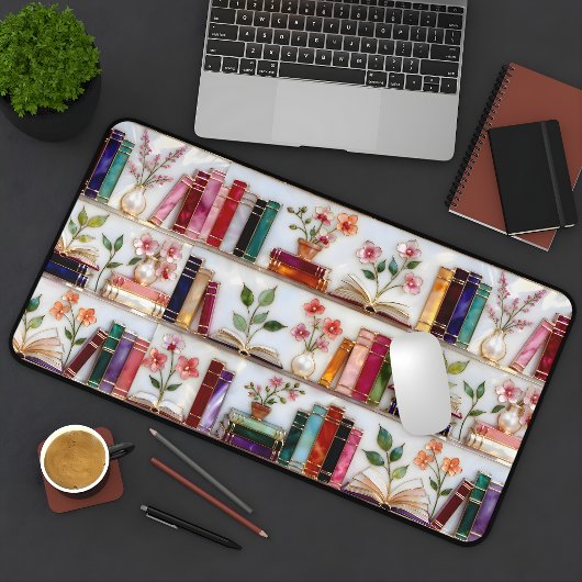 Stained Glass Style Bookshelf Desk Mat デスクマット