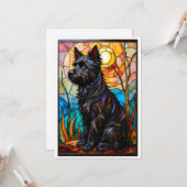 Stained Glass Style Cairn Terrier Dog Flat カード (正面/裏面インサイチュ)