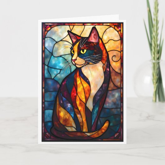 Stained Glass Style Charming Calico カード (正面)