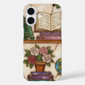 Stained-Glass Style Floral Bookshelf Book Lover Case-Mate iPhoneケース (裏面)