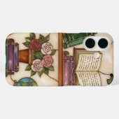 Stained-Glass Style Floral Bookshelf Book Lover Case-Mate iPhoneケース (裏面 (横))