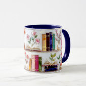 Stained Glass Style Floral Bookshelf Mug マグカップ (正面右)