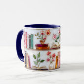 Stained Glass Style Floral Bookshelf Mug マグカップ (正面左)