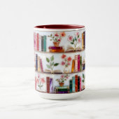 Stained Glass Style Floral Bookshelf Mug マグカップ (中央)