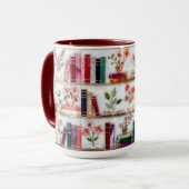 Stained Glass Style Floral Bookshelf Mug マグカップ (正面左)