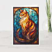 Stained Glass Style Fluffy Orange Cat カード (正面)